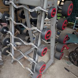 10 Preloaded EZ-barbells Set With Rack
