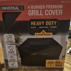 Universal Premium Grill Cover for 26” Wide 4-Burner Gas Grills, Black 
