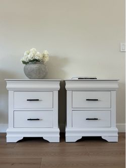 Refinished Modern Night Stand Set- White
