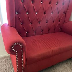 red suede couch 