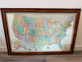 Rand McNally Classic Edition USA Map in Frontgate Burl Wood Frame – 54” x 36”