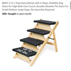 BRIKY 2-in-1 Dog Stairs/Ramp with 4 Steps, Foldable Dog Stairs for High