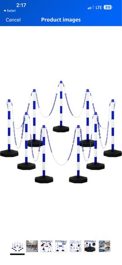 9 Packs Traffic Delineator Post Cone with Base, Traffic Cones Safety Cones Caution Cones Plastic Stanchion Chain Safety Barriers with 6.6 Feet Link Ch