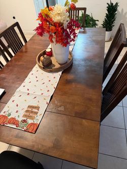 Wood Dining Table Set with 6 Chairs – Extendable