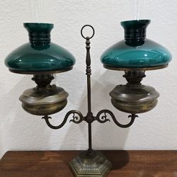 Antique Brass Duplex Hurricane Oil Lamp Made In England