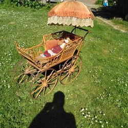 1890. Antique Baby Carriage. All Original.