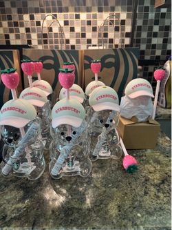 Starbucks Pink Bearista Glass Cold Cups