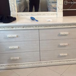 White Dresser Mirror And Night Stand 
