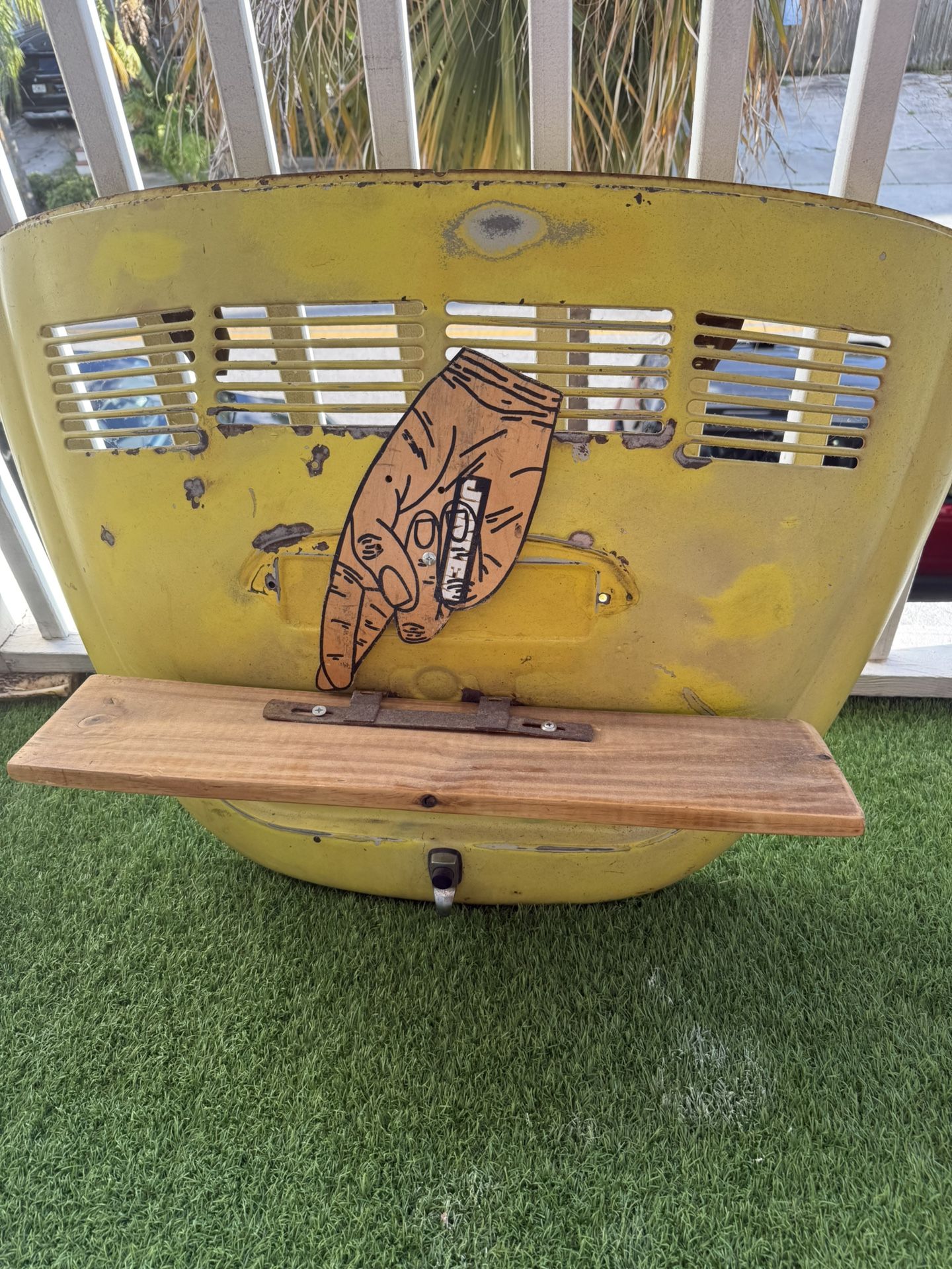 Vintage VW BEETLE HOOD ARTPIECE/ SHELF