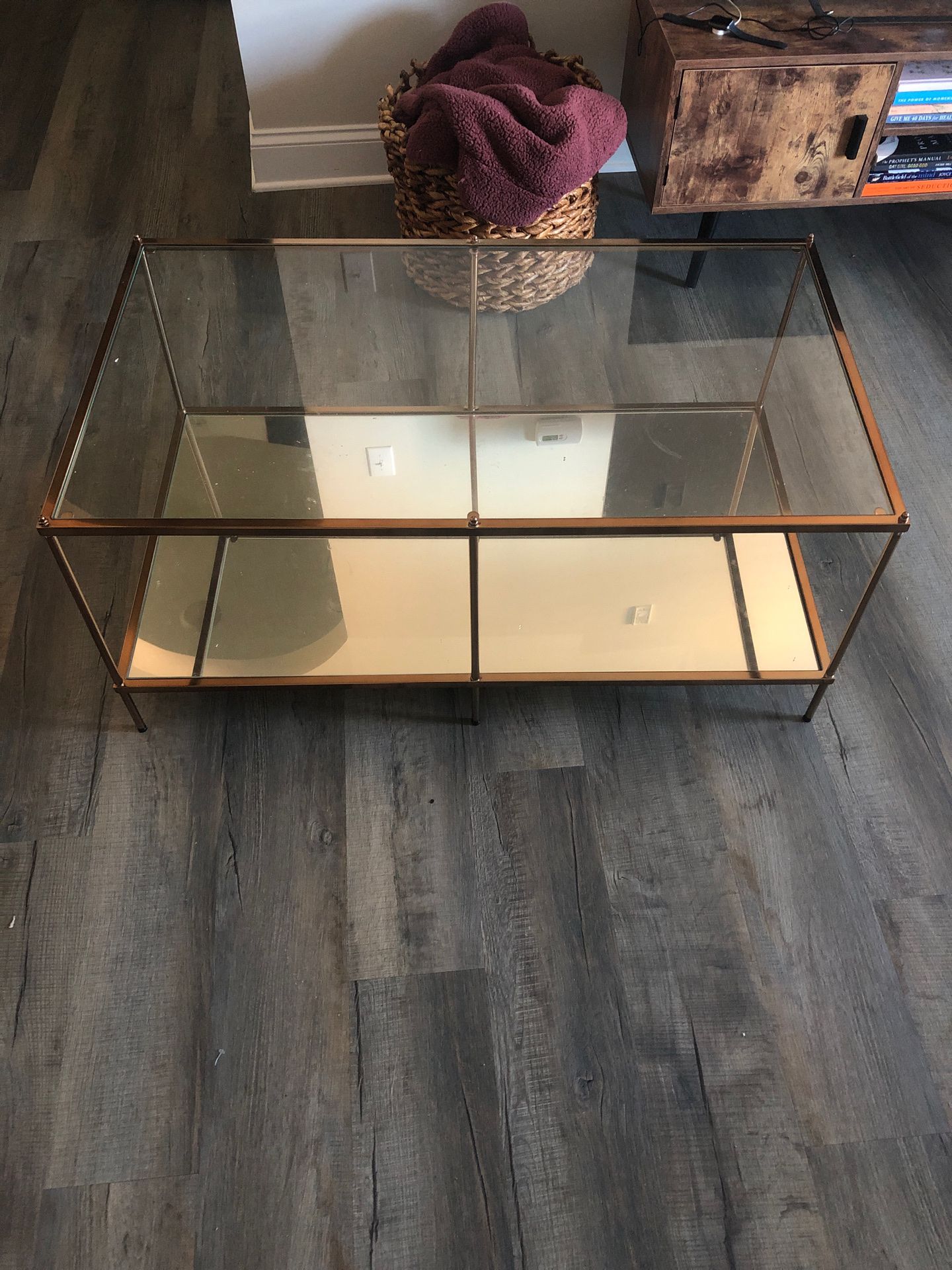Like new Glass bronze coffee table!