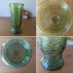 Vintage Anchor Hocking Green Glass Vase