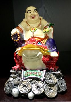 Buddha on frog fortune display