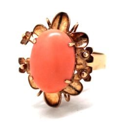 Ladies Coral/14K Gold Fashion Ring