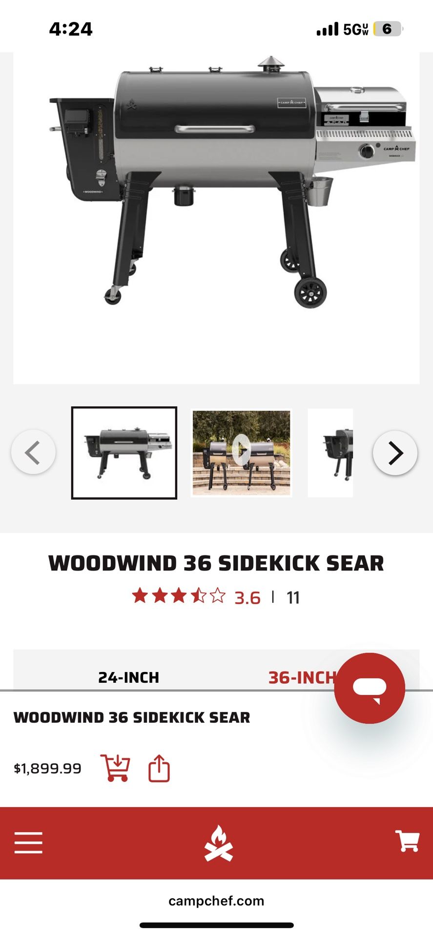 Camp Chef Woodwind Sidekick Sear 36 Pellet Grill