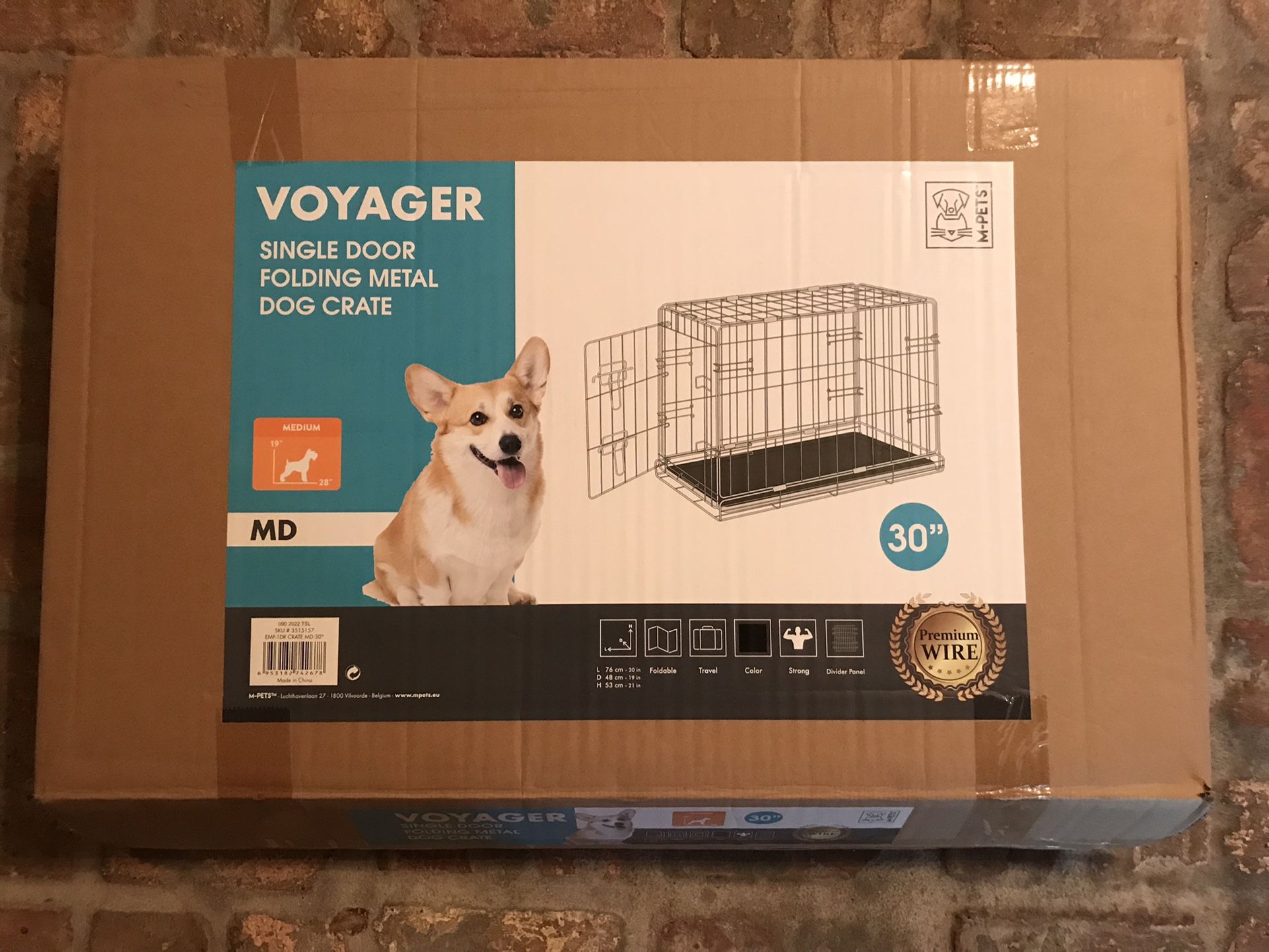 M-Pets Voyager 1-Door Folding Dog Crate - Medium 