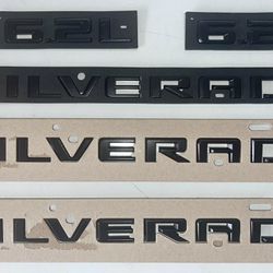 OEM Chevrolet Silverado 6.2L Black Emblem Badges Set