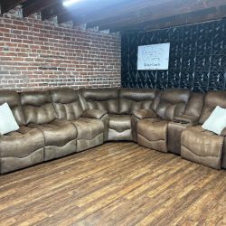 Delivery Available dark brown L shape recliner sectional sofa couch