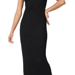 The Drop Womens Lena High Neck Textured Midi Dress
