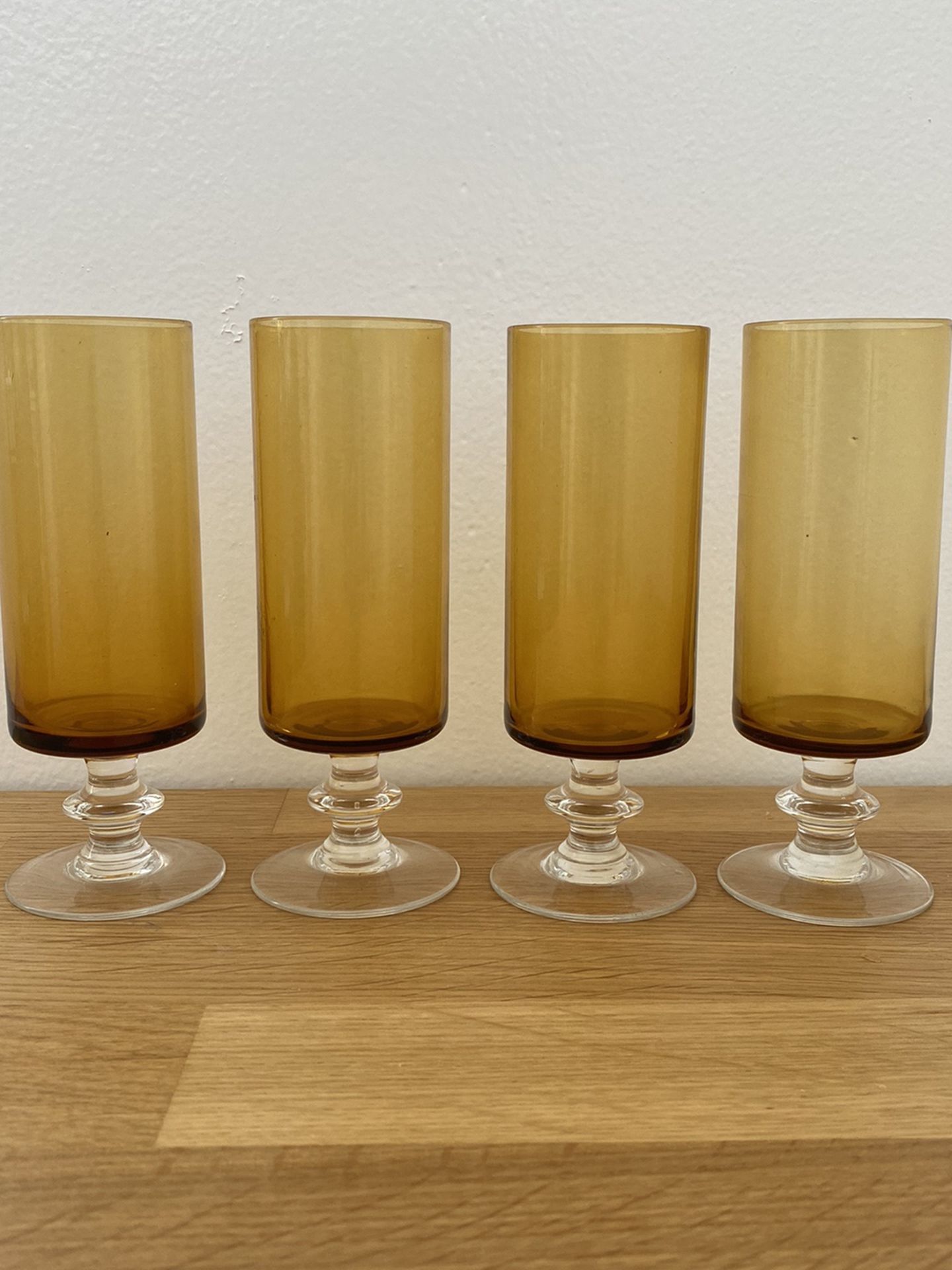 Vintage Amber Champagne Glasses