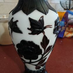 Antique Peking  Glass On Glass Vase