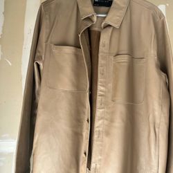 Leather Shirt In Cream. Size L, XL    100$