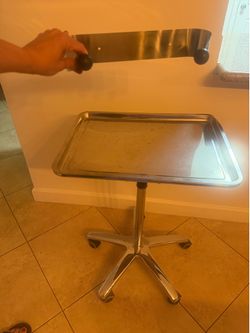 Rolling  Steel Table & Paper Towel Holder