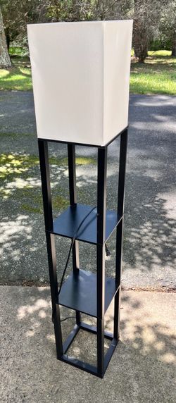 Wooden Floor Lamp w/ Shelves