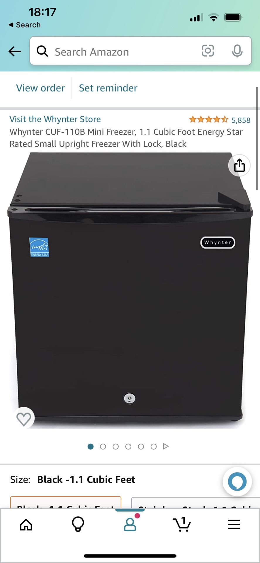 Whynter CUF-110B Mini Freezer, 1.1 Cubic Foot Energy Star Rated Small Upright Freezer With Lock, Black