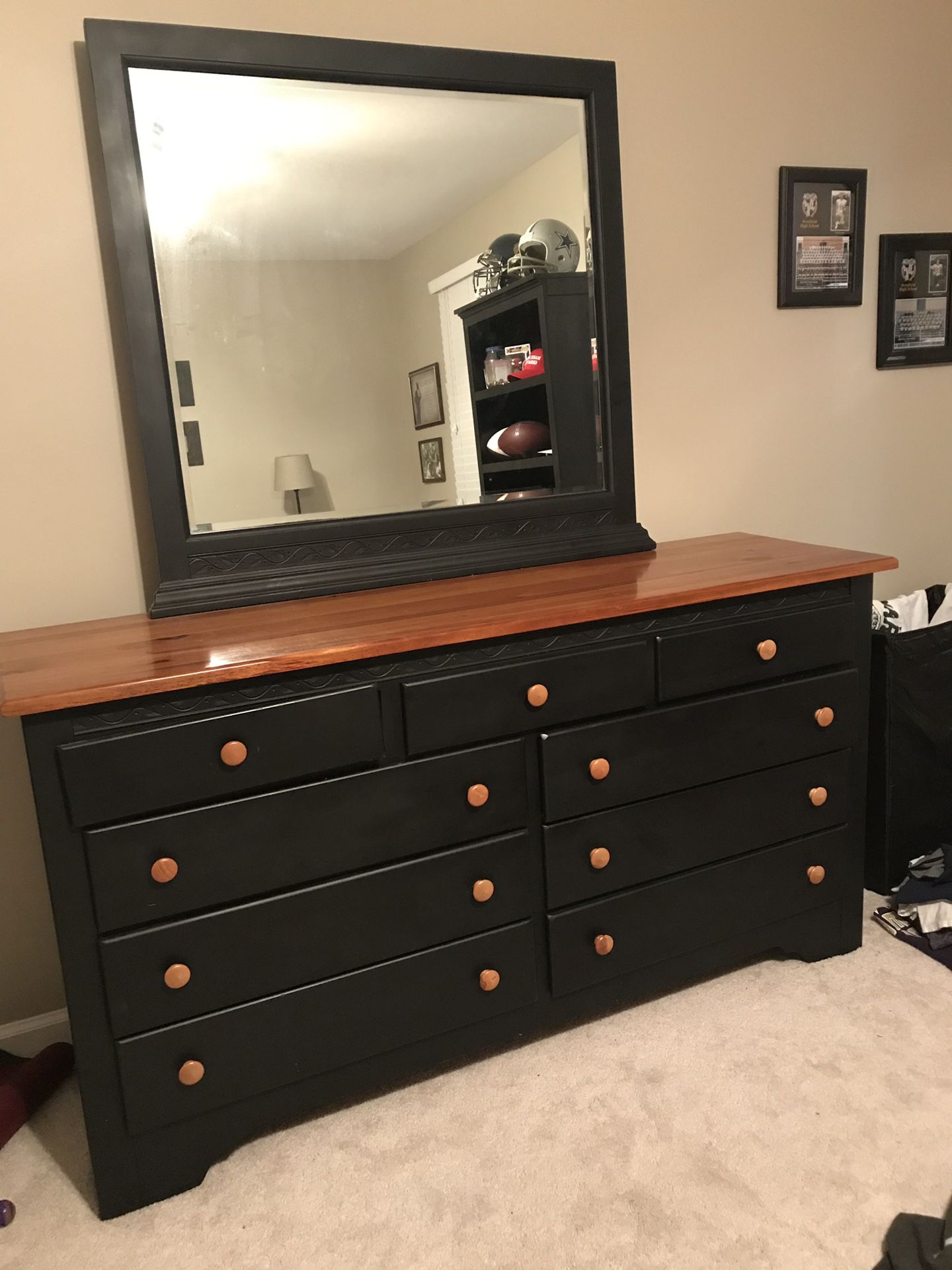 Dresser with mirror and nightstand