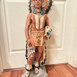 Vintage Indian Chief Ceramic Statue Height 35 inches 