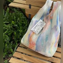 Pleated Tie-Dye Shoulder Bag - Large Capacity