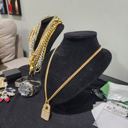 6mm Cuban Link chain And pendant Gold Plated 