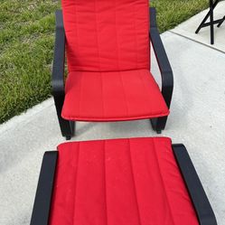 IKEA Red Arm Chair & Ottoman