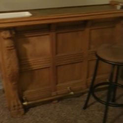 Rare Griffin Head Bar With Brass Top And Foot Bar 