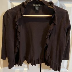 Brown Shawl/Shrug wuth Ruffles Women’s Medium