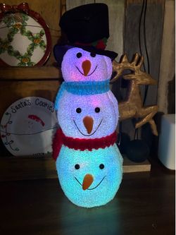 Snowman Christmas decoration. Changes colors and battery operated