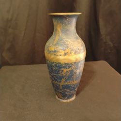 Vintage  Brass Vase Painted Blue