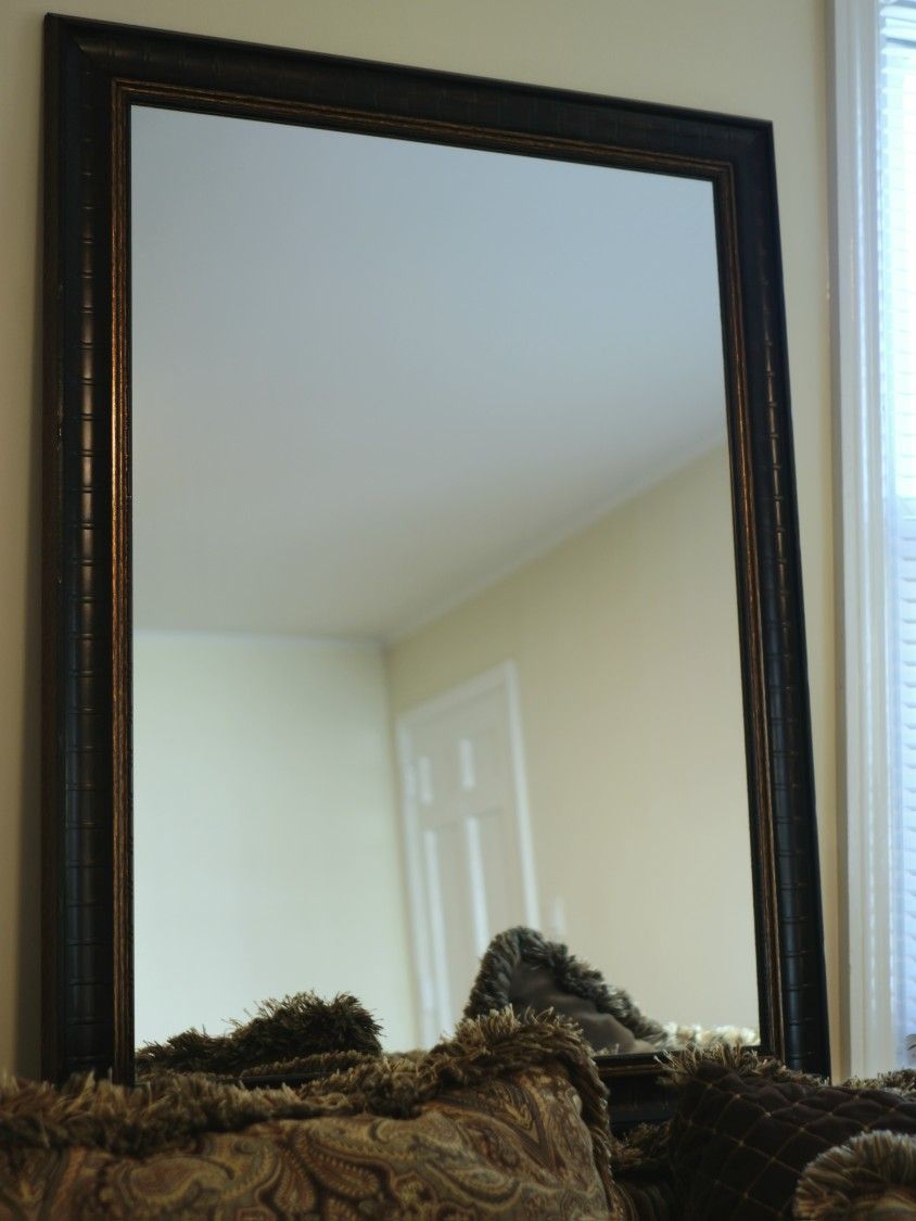 Large Decorative Wall Mirror – Black & Bronze Frame –...