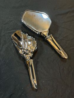 Chrome Skeleton Hand rearview Mirror Set