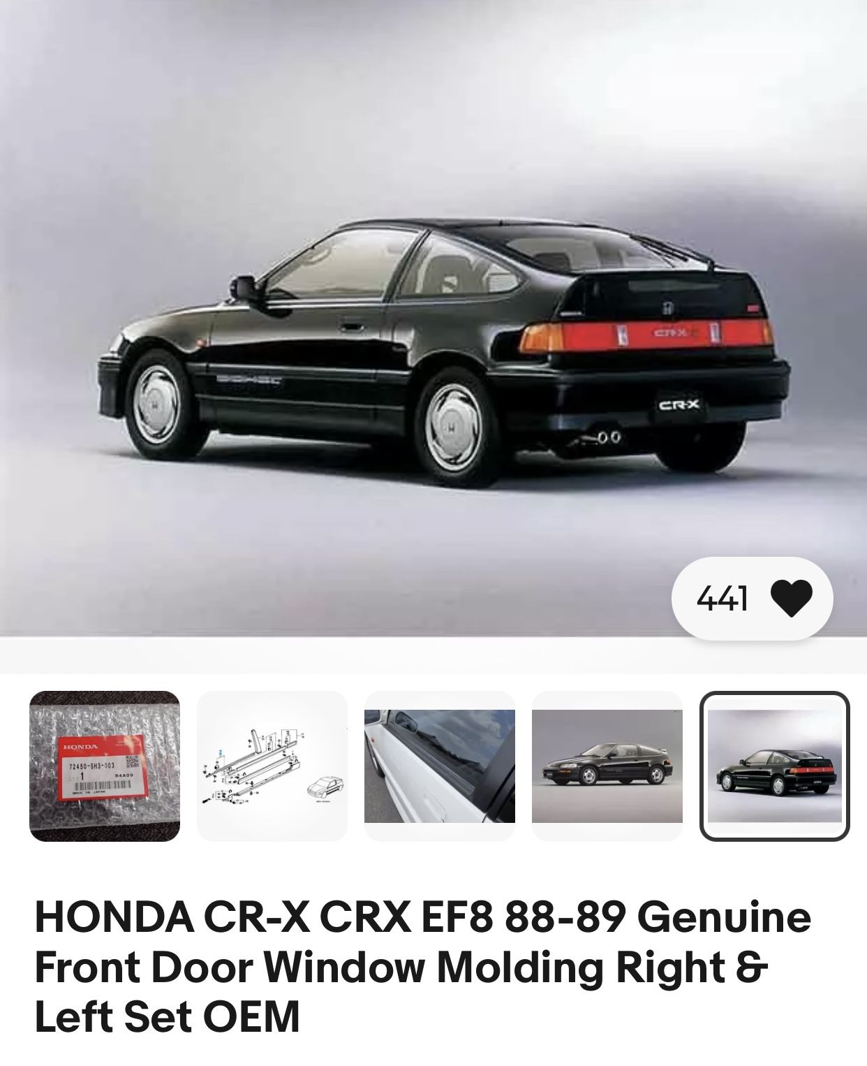 Honda CRX Si OEM Door Moldings