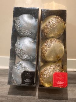 NEW Large Beekman Home Shatterproof Christmas Ornaments (Gold & Silver)