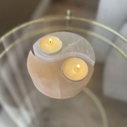 Selenite Crystal Yin Yang Candle Holder