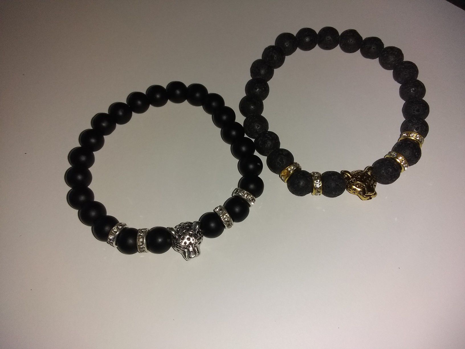 Lava Stone Bead and Leopard bracelet