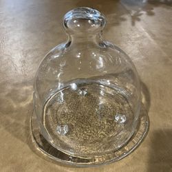NEW Clear Glass Dome w/base 8x8"  Cheese Dome dining decor serveware 