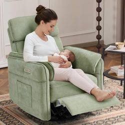 MELLCOM Power Recliner Rocking Chair Nursery Gliders with Adjustable Armrests and Headrest, Swivel