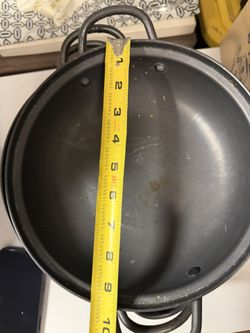 Lot of 7 Black Wok with Handles 10 inches