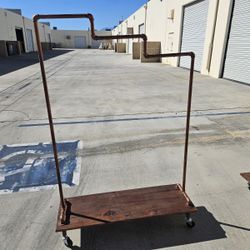 CLOTHES RACKS Rolling Industrial Style With Shelving