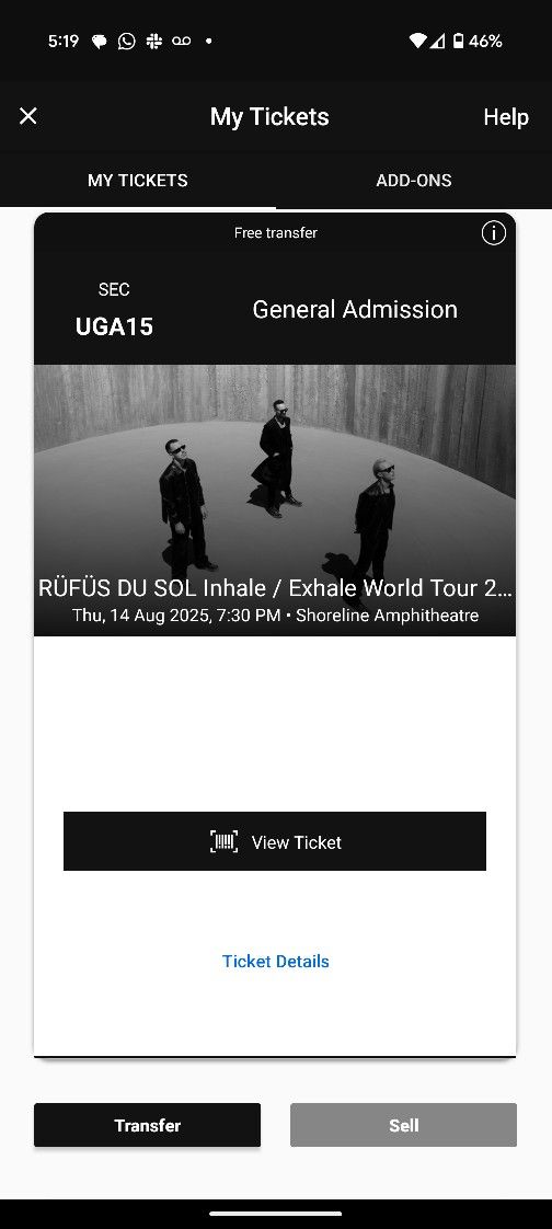 RUFUS DU SOL Inhale/Exhale World Tour Ticket