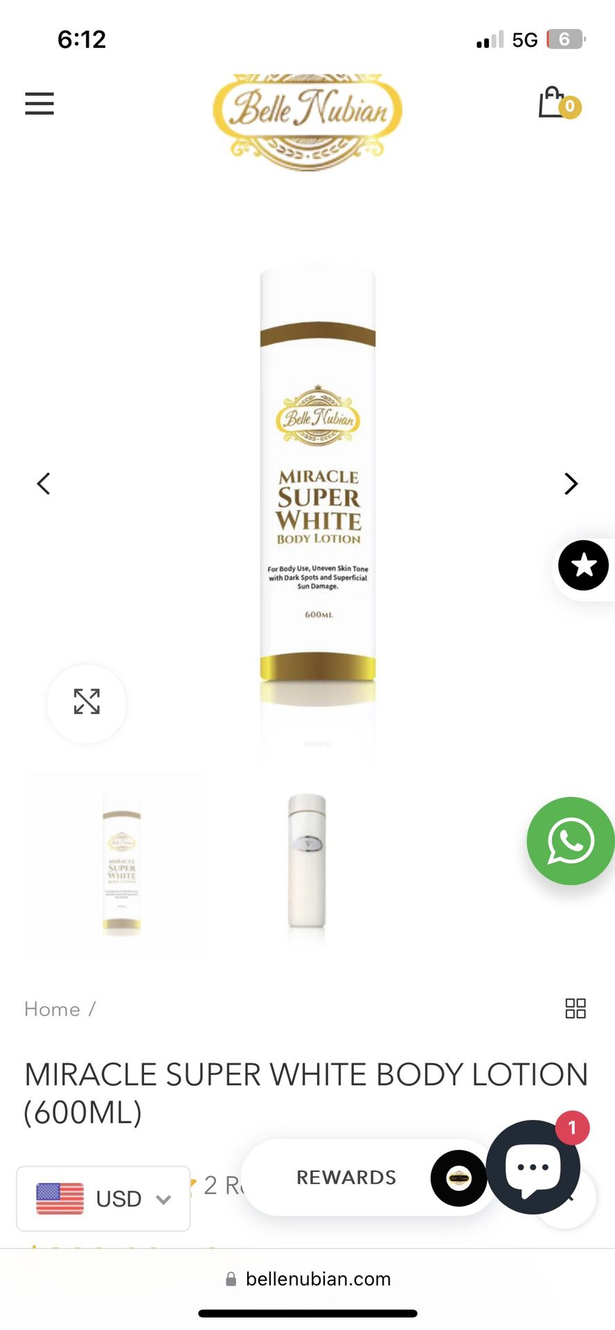 NEW Belle Nubian Miracle Super White Body Lotion Retails 300$