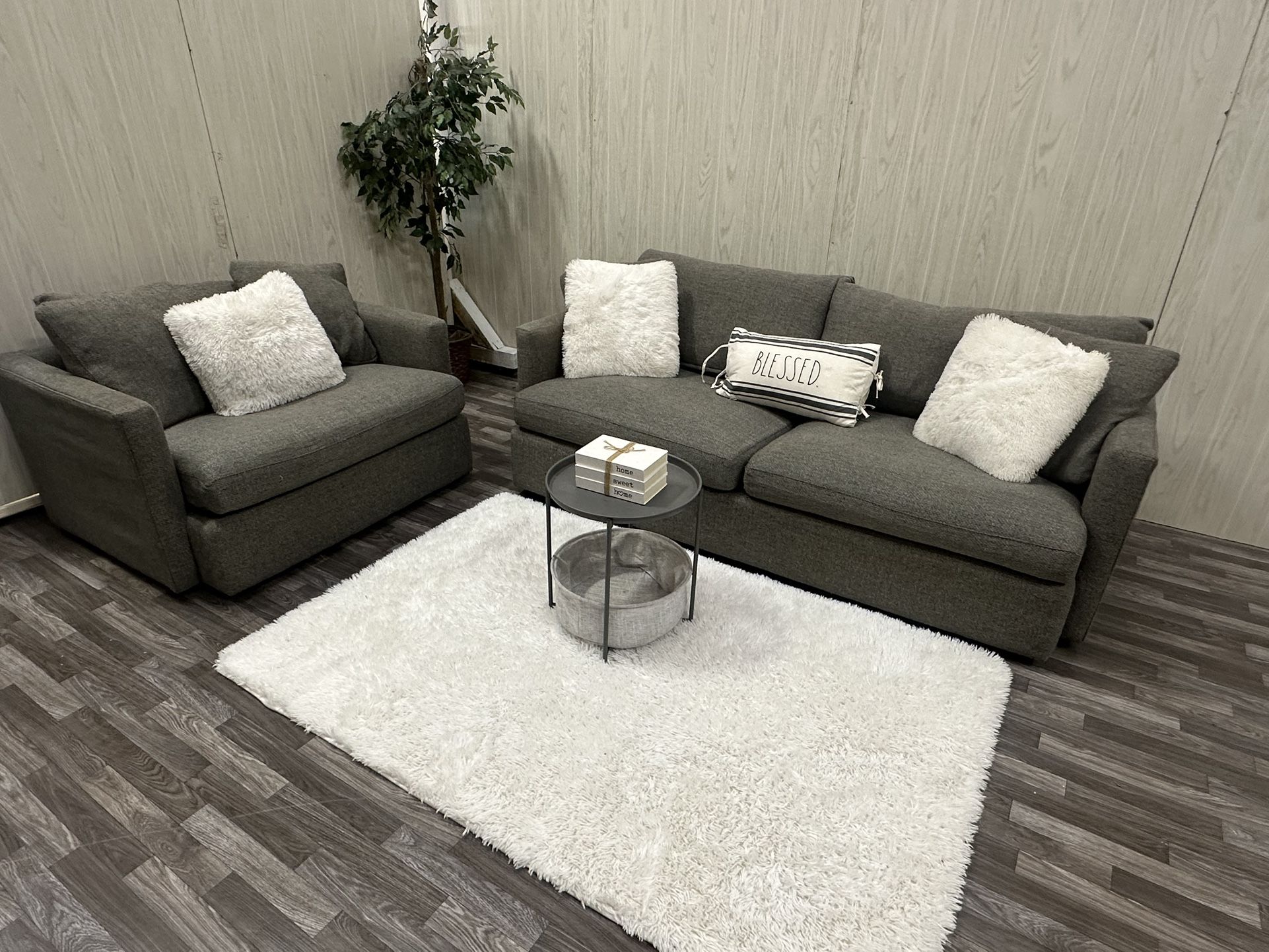 Gray Oversized Couch & Chair - Delivery Available